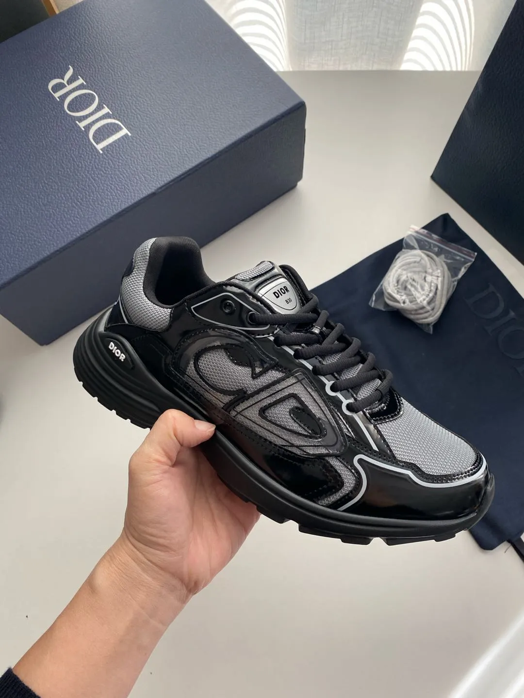 Men’s Countdown Sneaker Black Patent Grey Mesh